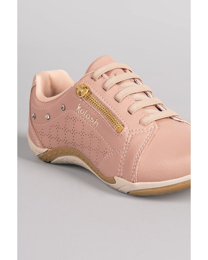 tênis couro kolosh pespontos rosa